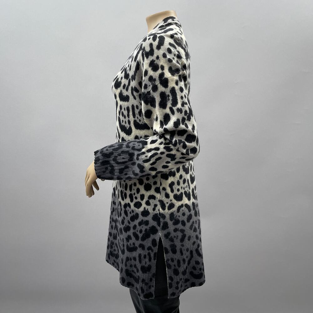 360 Cashmere Cardigan Sweater Womens S Jocelyn Leopard Dip Dye Longline Designer - Picture 3 of 11